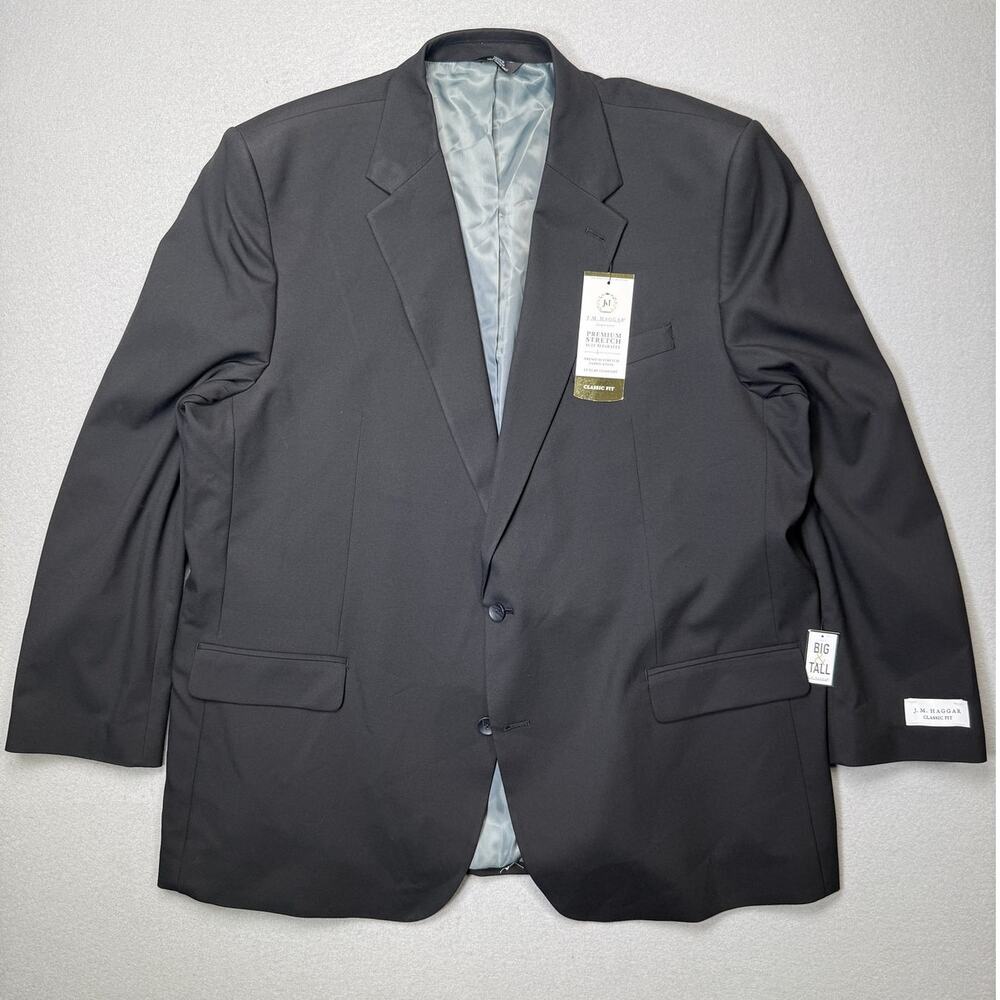 Haggar JMH Premium Men's Stretch Fabric Classic Suit Jacket Black 54L $240